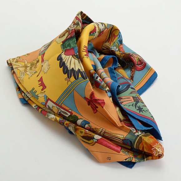 RARE COLLECTOR'S Hermes Kermit Oliver Kachinas Silk Scarf - Picture 5 of 11